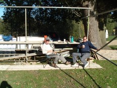 Taking a well earned break from the set up work.