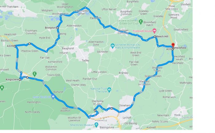 Map of the area served by Loddon Valley Lions Club