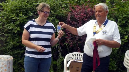 John Presents Jane with her Past President Pin and Medal