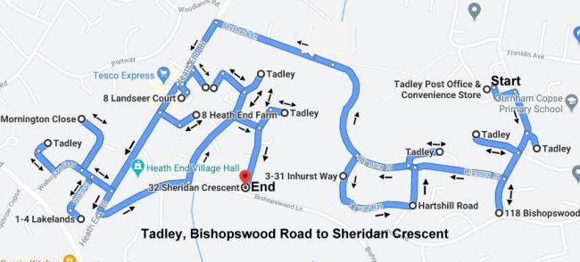 Tadley Bishopswood Rd to Sheridan Crescent
