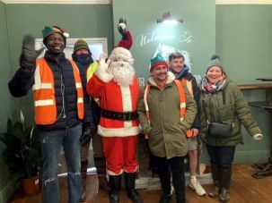 Santa with the organising team at the Mortimer Charity Event